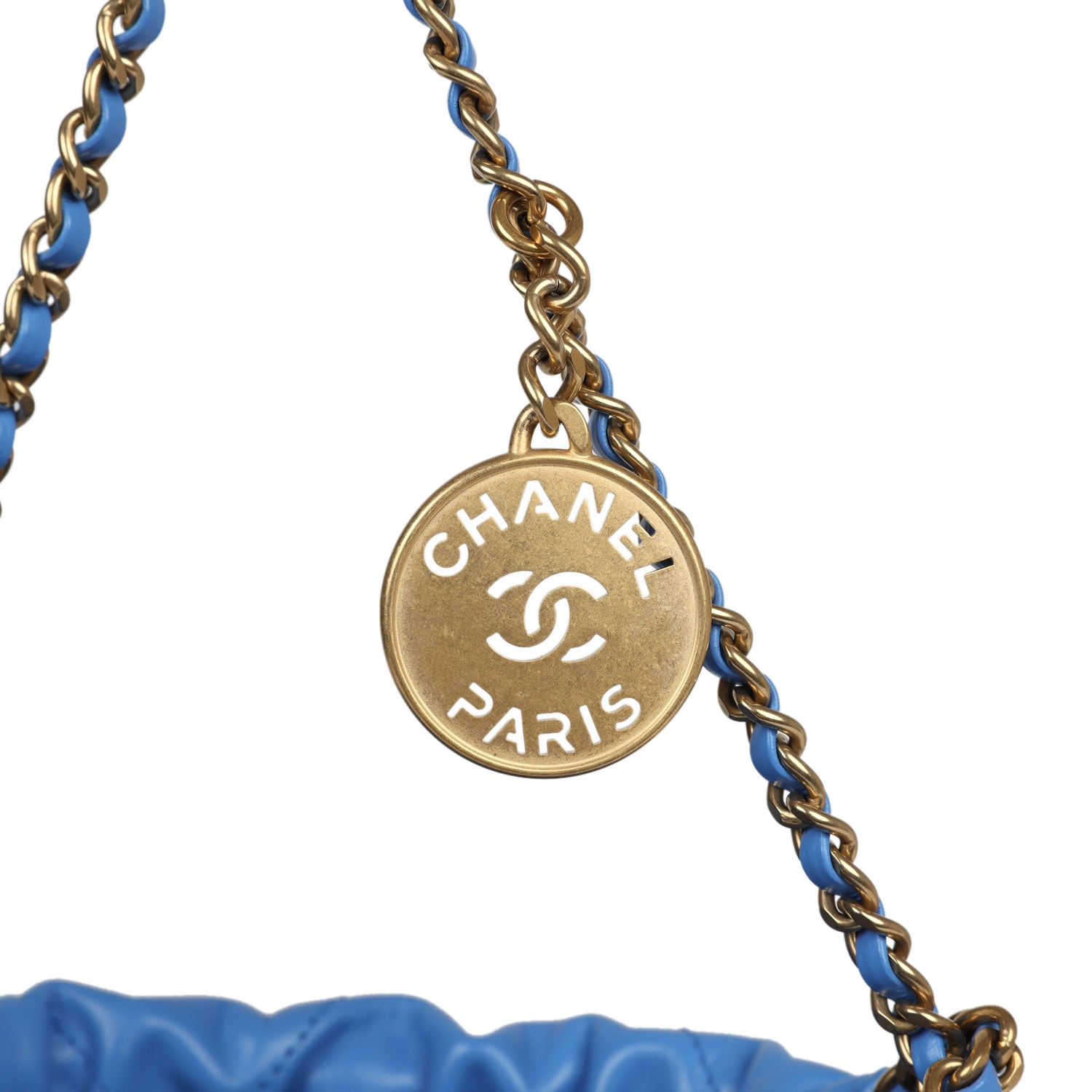 Chanel Mini 22 Bag Blue Shiny Aged Calfskin Gold Hardware Payment 1