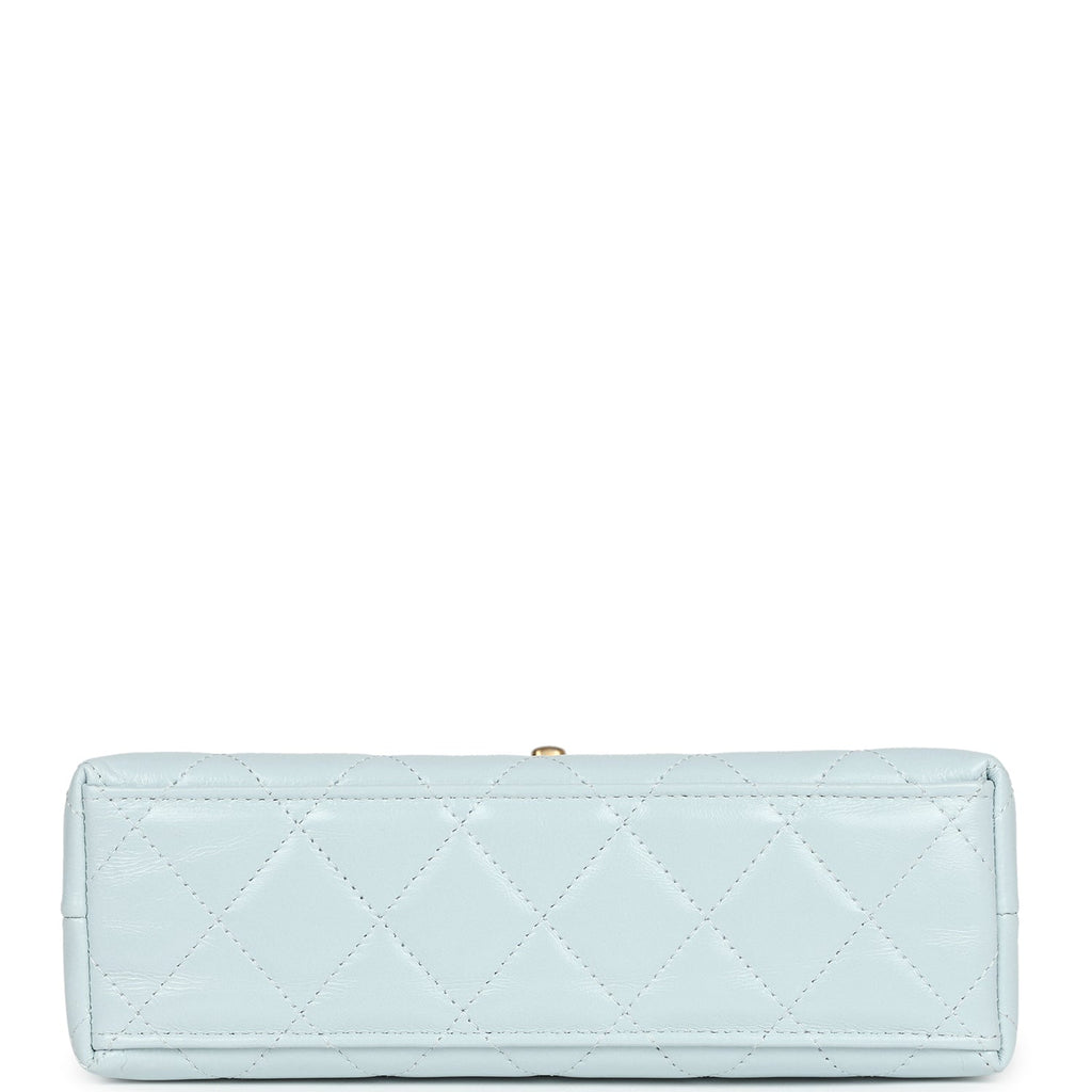 Chanel Small Kelly Shopper Light Blue Shiny Aged Calfskin Brushed Gold Hardware
