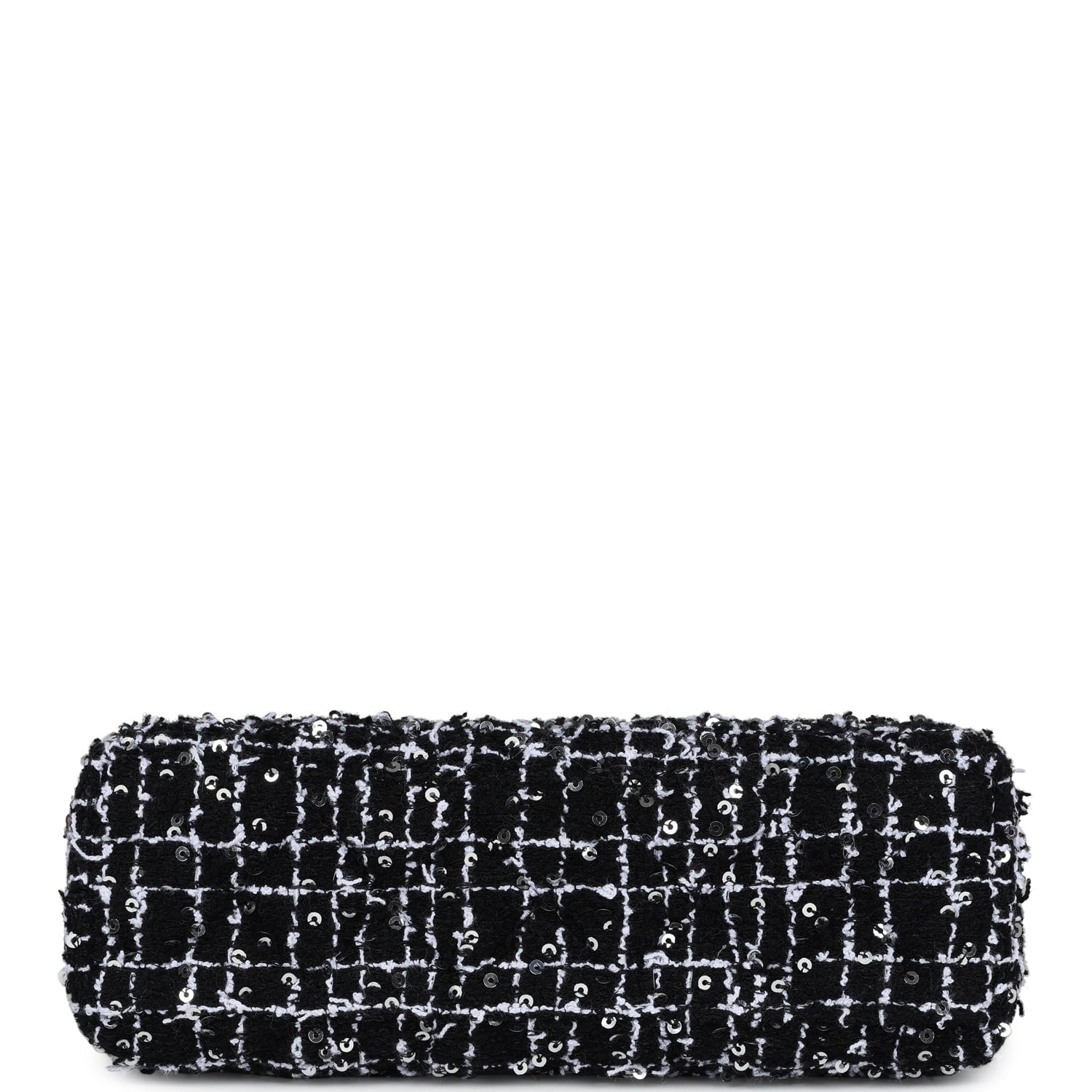 Chanel Small Kelly Shopper Black, White & Silver Sequin Tweed Brushed Gold Hardware