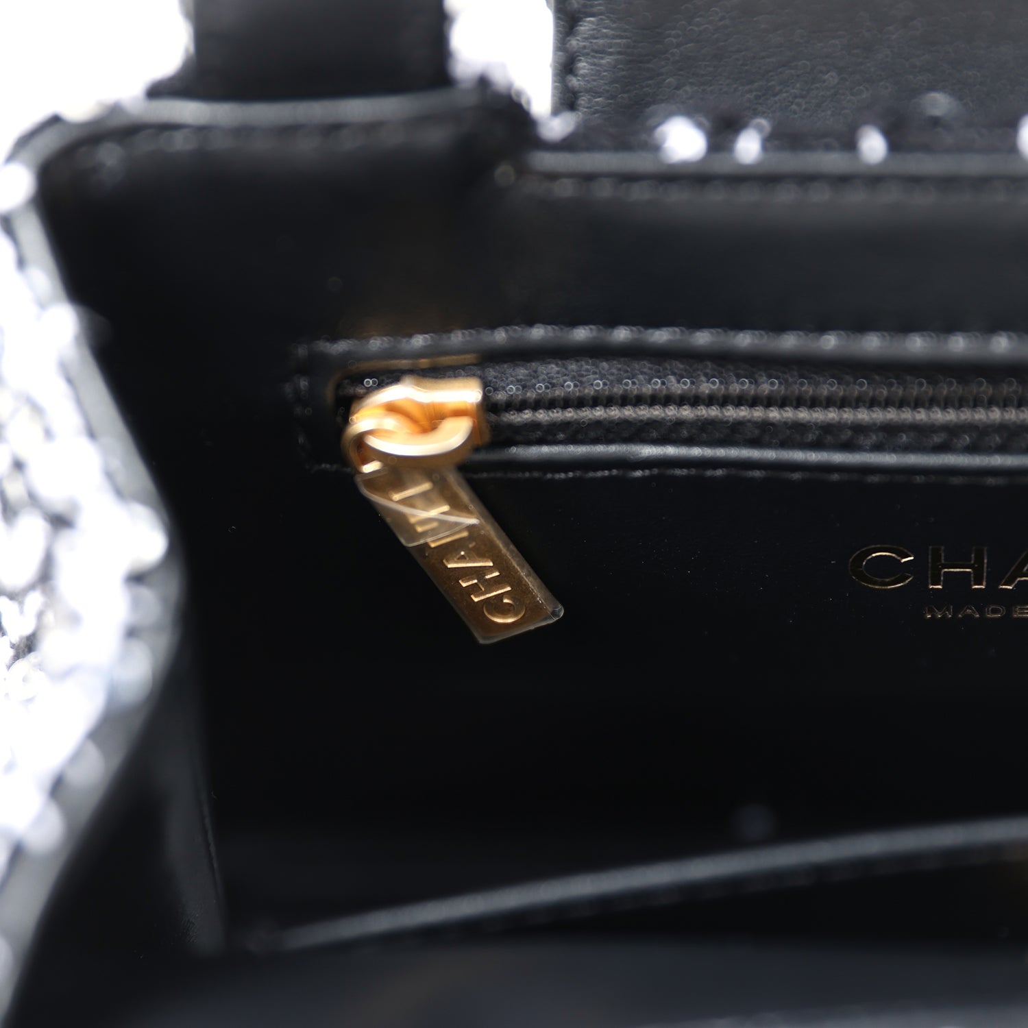 Chanel Small Kelly Shopper Black, White & Silver Sequin Tweed Brushed Gold Hardware