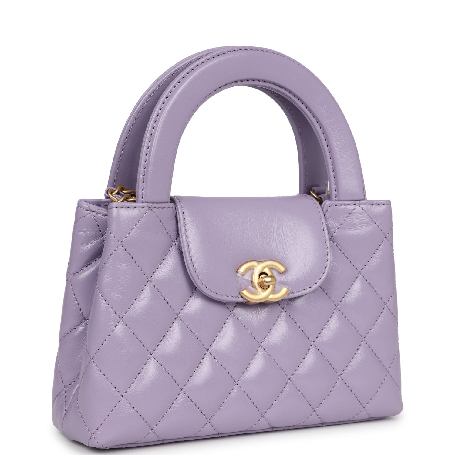 Chanel Small Kelly Shopper Light Purple Shiny Aged Calfskin Brushed Gold Hardware