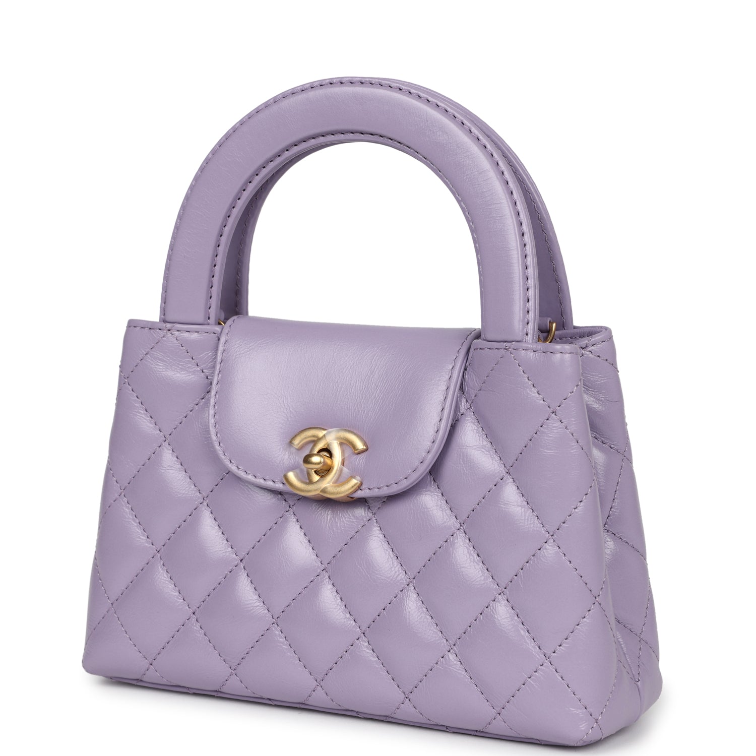 Chanel Small Kelly Shopper Light Purple Shiny Aged Calfskin Brushed Gold Hardware