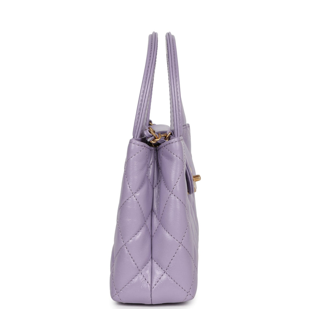 Chanel Small Kelly Shopper Light Purple Shiny Aged Calfskin Brushed Gold Hardware