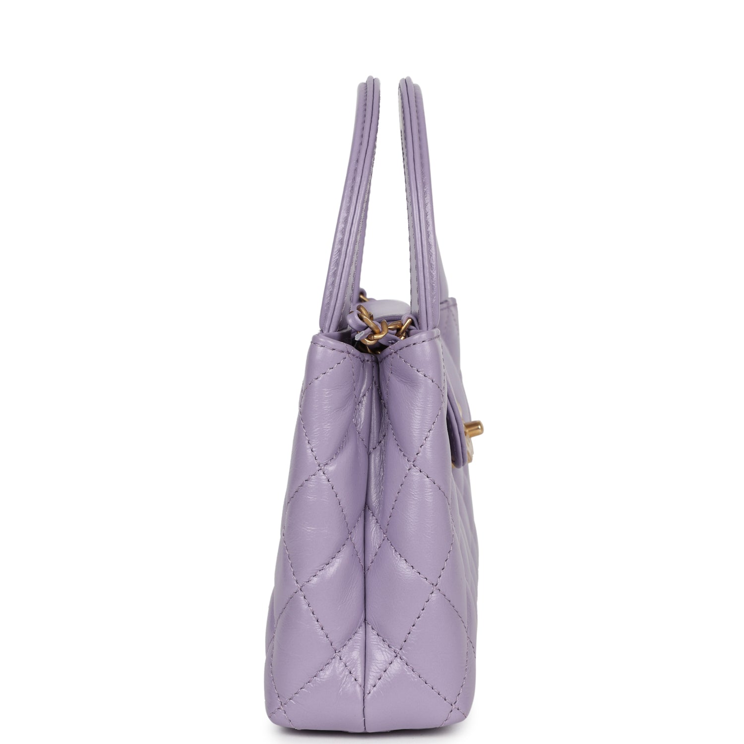 Chanel Small Kelly Shopper Light Purple Shiny Aged Calfskin Brushed Gold Hardware
