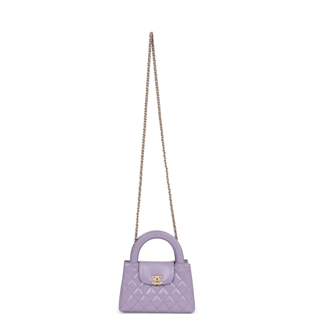 Chanel Small Kelly Shopper Light Purple Shiny Aged Calfskin Brushed Gold Hardware
