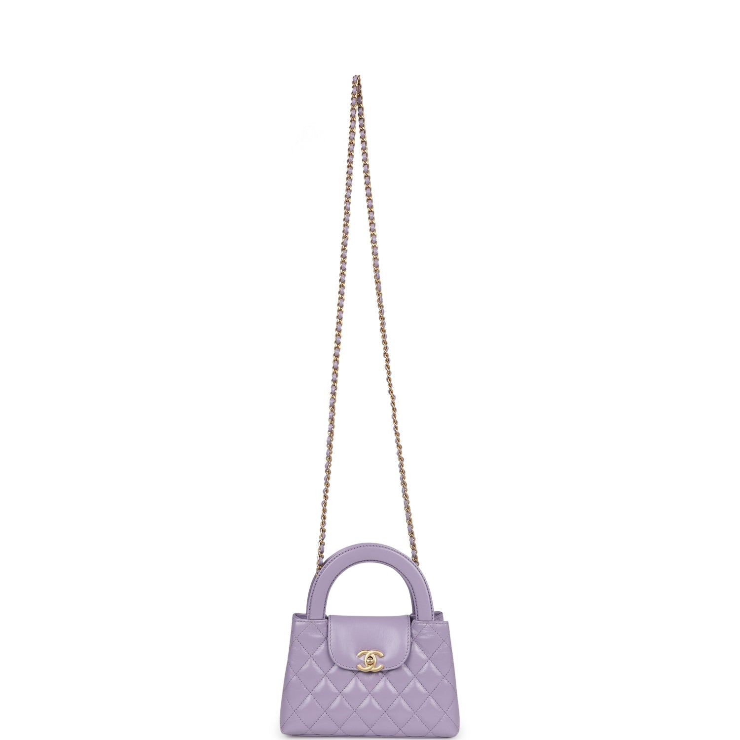 Chanel Small Kelly Shopper Light Purple Shiny Aged Calfskin Brushed Gold Hardware