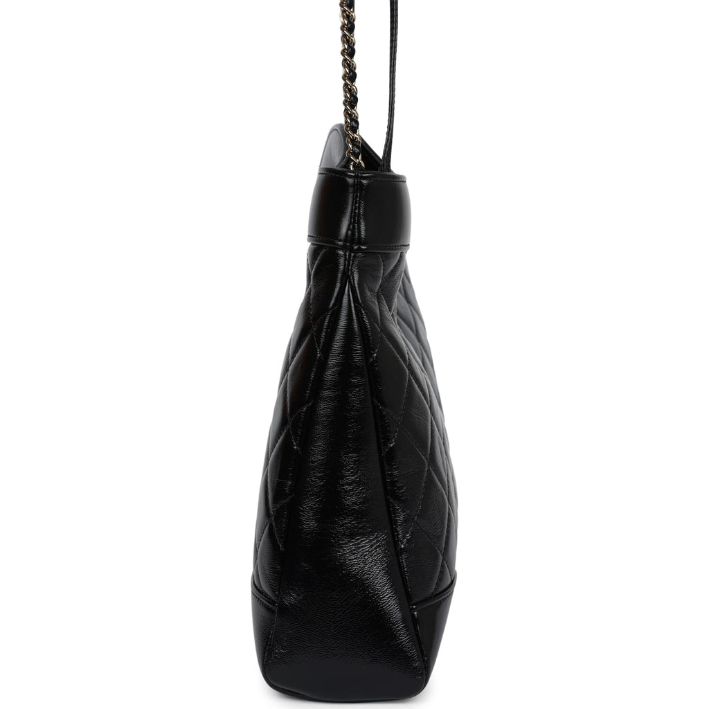 Chanel Large 31 Shopper Black Shiny Lambskin Light Gold Hardware