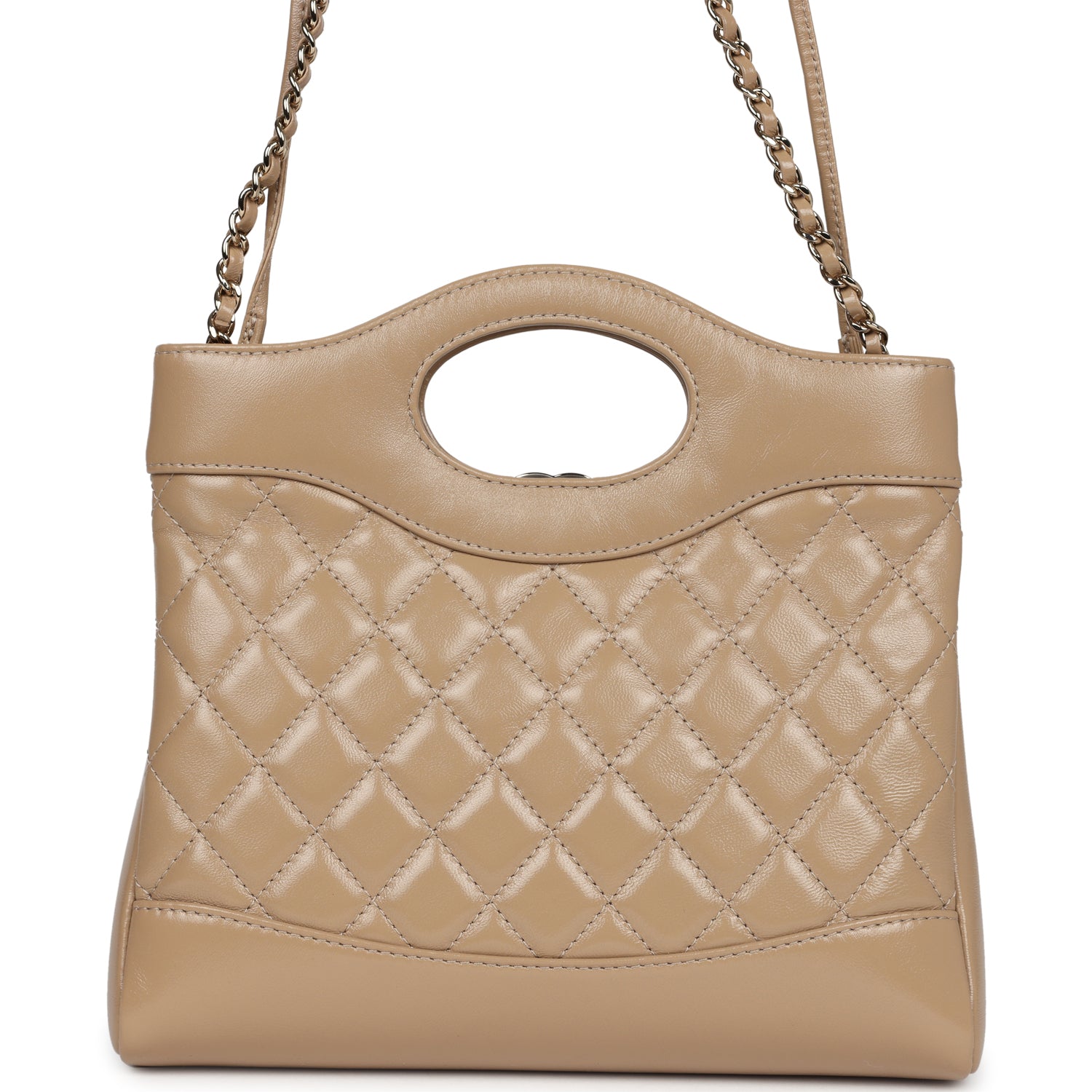 Chanel Small 31 Shopper Dark Beige Lambskin Light Gold Hardware
