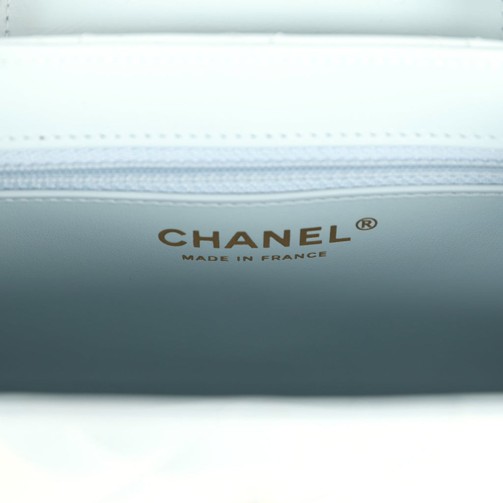 Chanel Small Kelly Shopper Light Blue Shiny Aged Calfskin Brushed Gold Hardware
