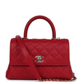 Chanel Small Coco Handle Dark Red Caviar Light Gold Hardware