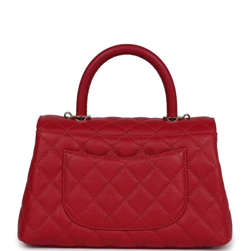 Chanel Small Coco Handle Dark Red Caviar Light Gold Hardware