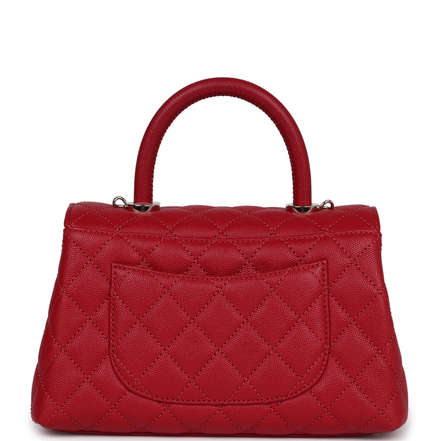 Chanel Small Coco Handle Dark Red Caviar Light Gold Hardware