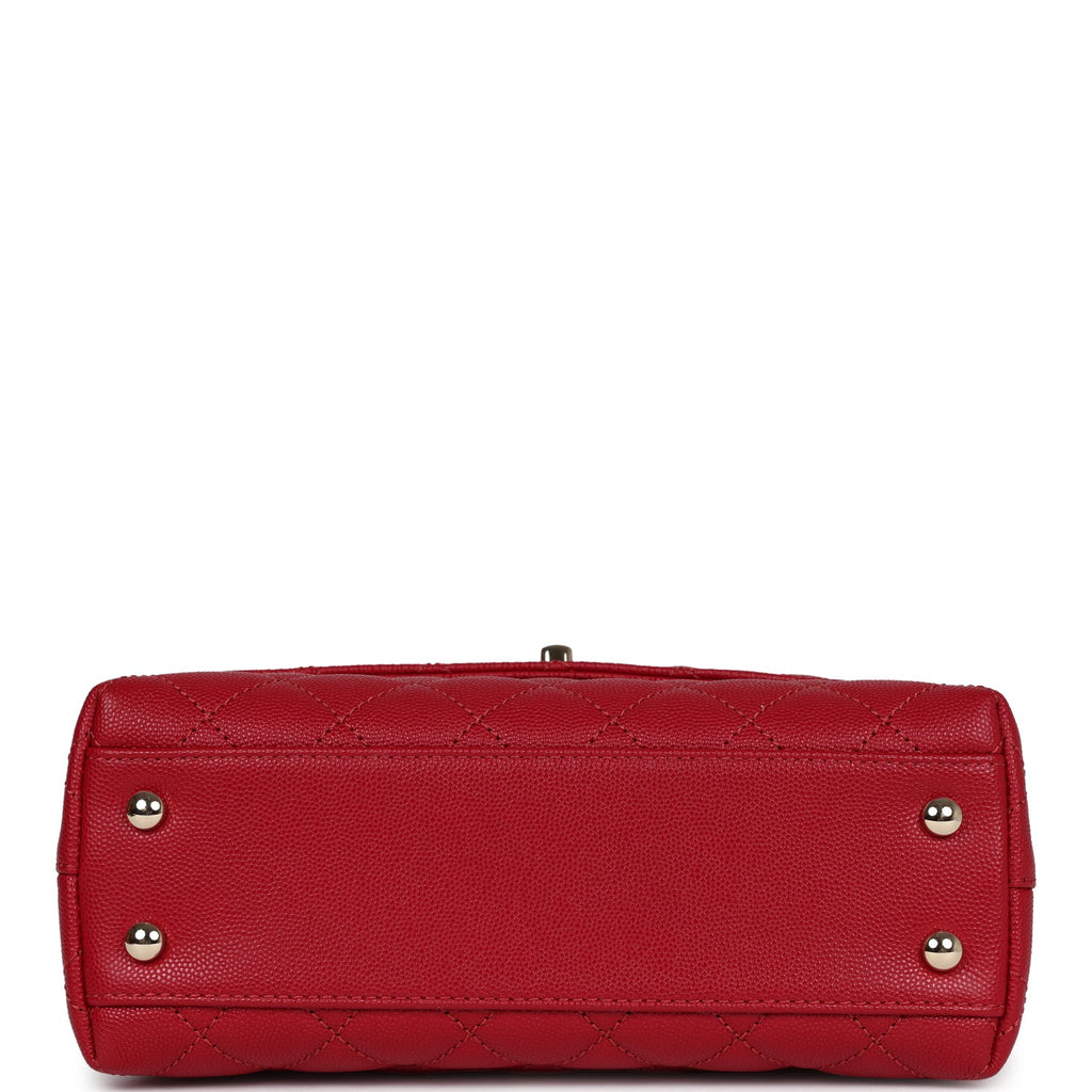Chanel Small Coco Handle Dark Red Caviar Light Gold Hardware