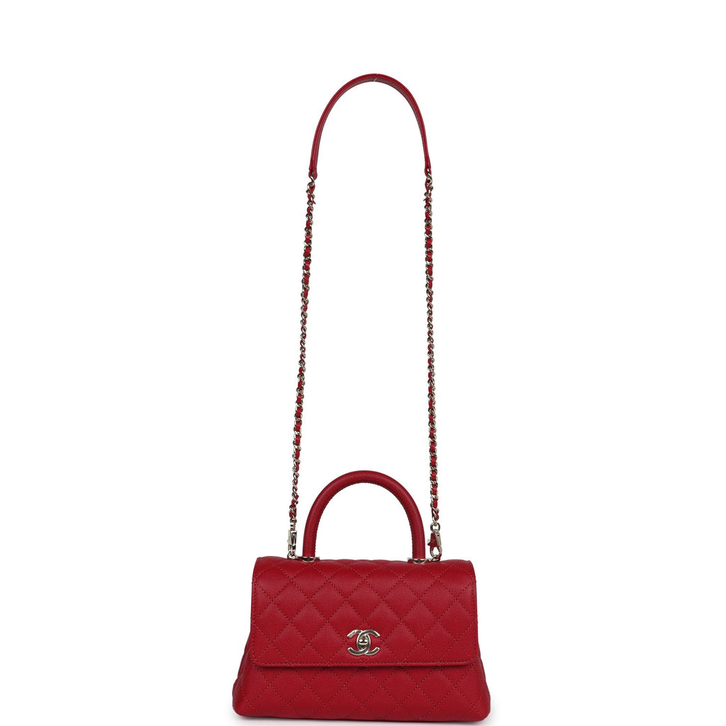Chanel Small Coco Handle Dark Red Caviar Light Gold Hardware