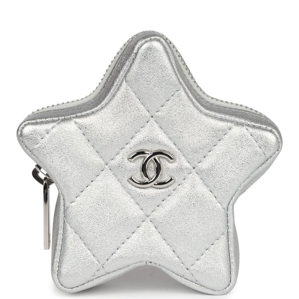 Chanel Star Charm Silver Metallic Lambskin Silver Hardware