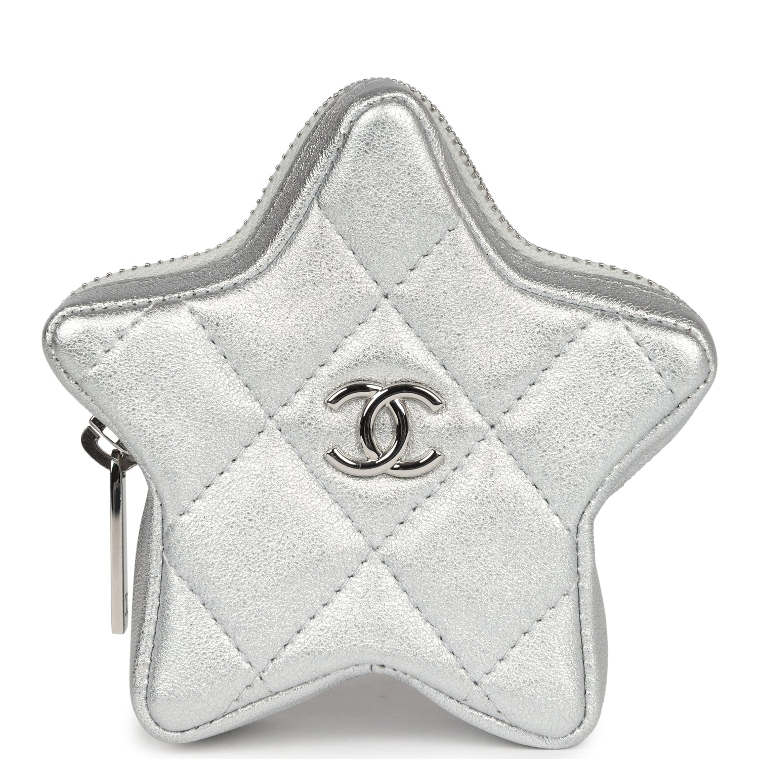 Chanel Star Charm Silver Metallic Lambskin Silver Hardware