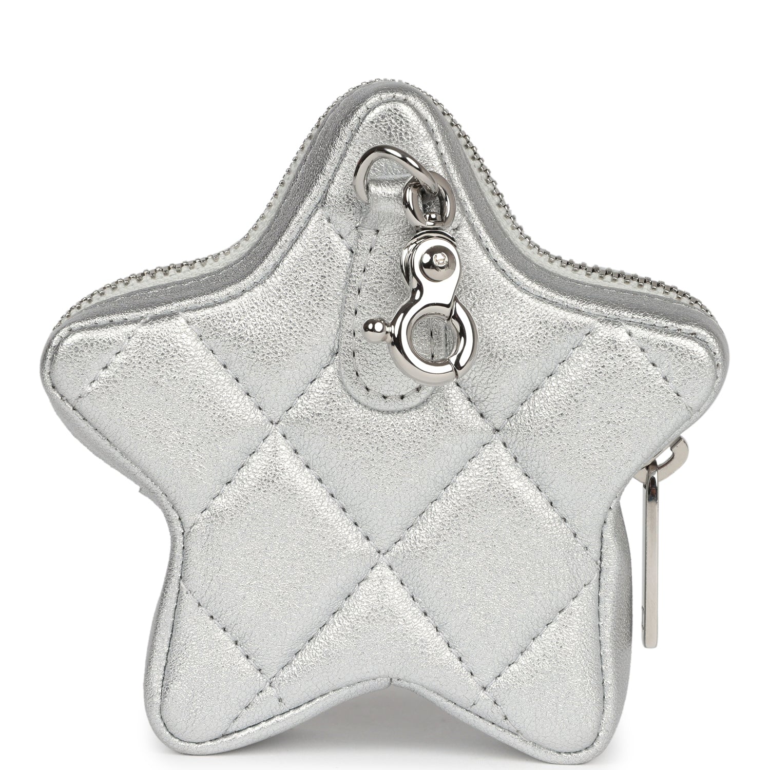 Chanel Star Charm Silver Metallic Lambskin Silver Hardware