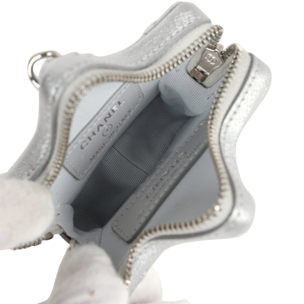 Chanel Star Charm Silver Metallic Lambskin Silver Hardware
