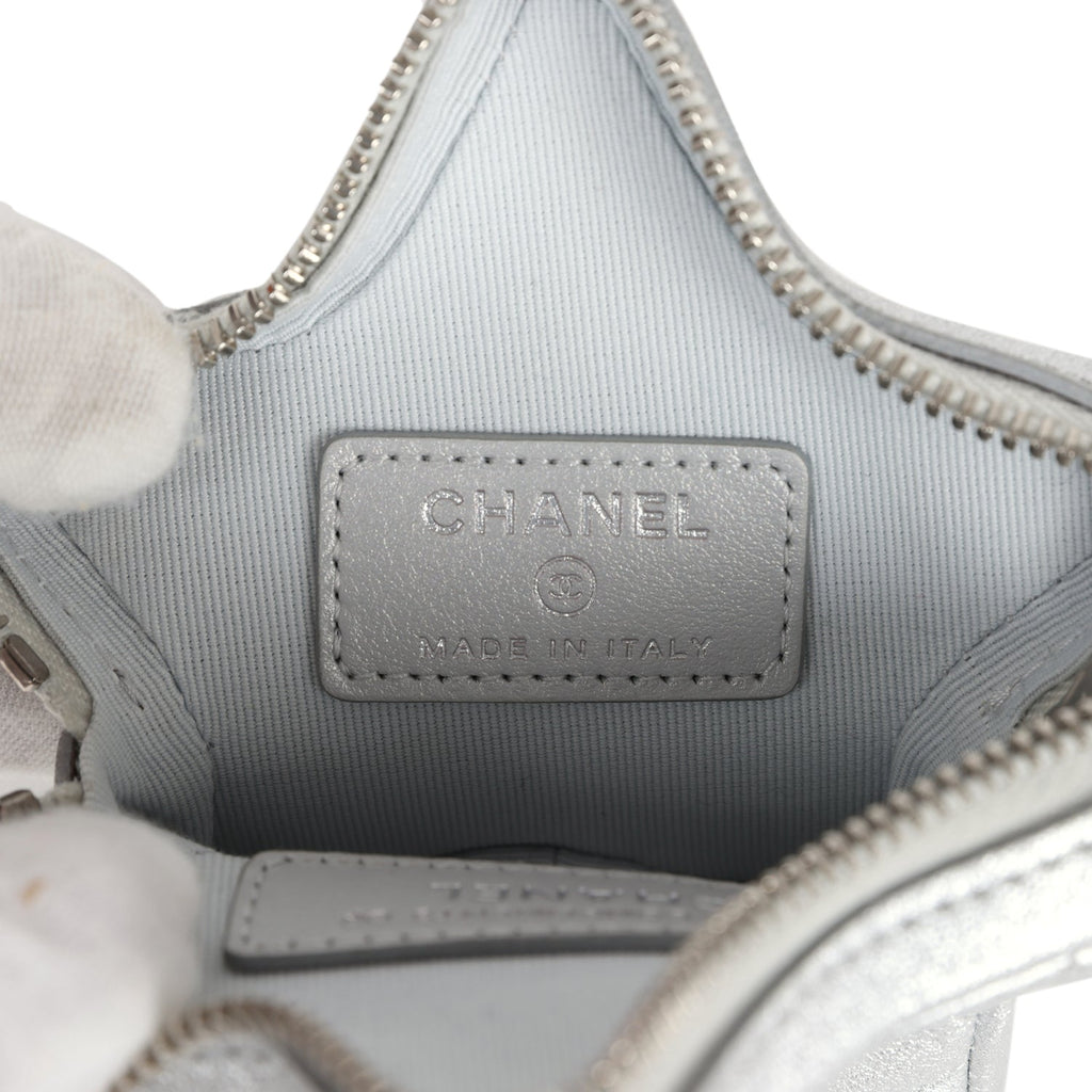 Chanel Star Charm Silver Metallic Lambskin Silver Hardware