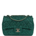 Chanel Mini Flap Bag Green Swarovski Crystal and Green Lambskin Silver Hardware
