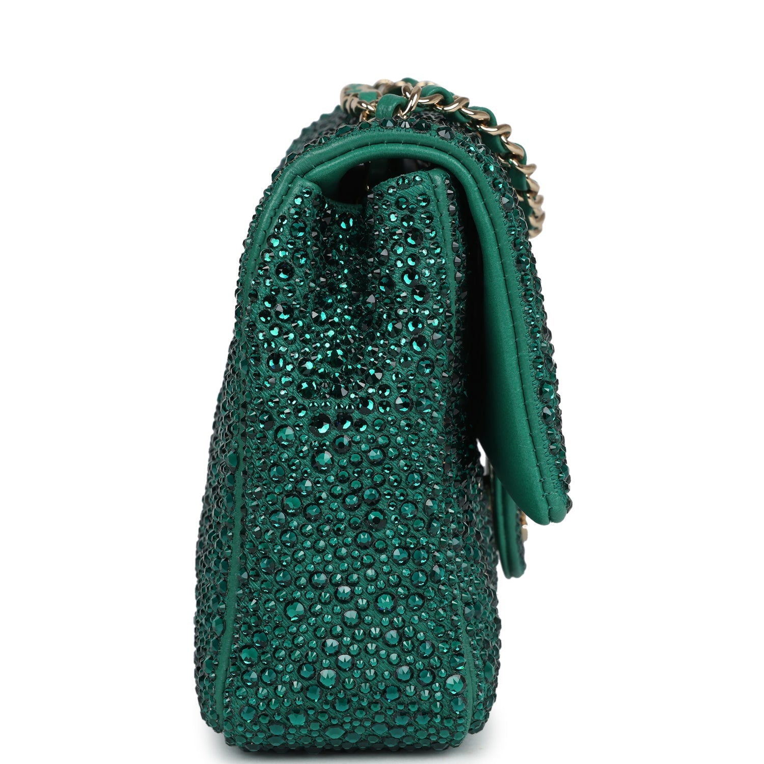 Chanel Mini Flap Bag Green Swarovski Crystal and Green Lambskin Silver Hardware