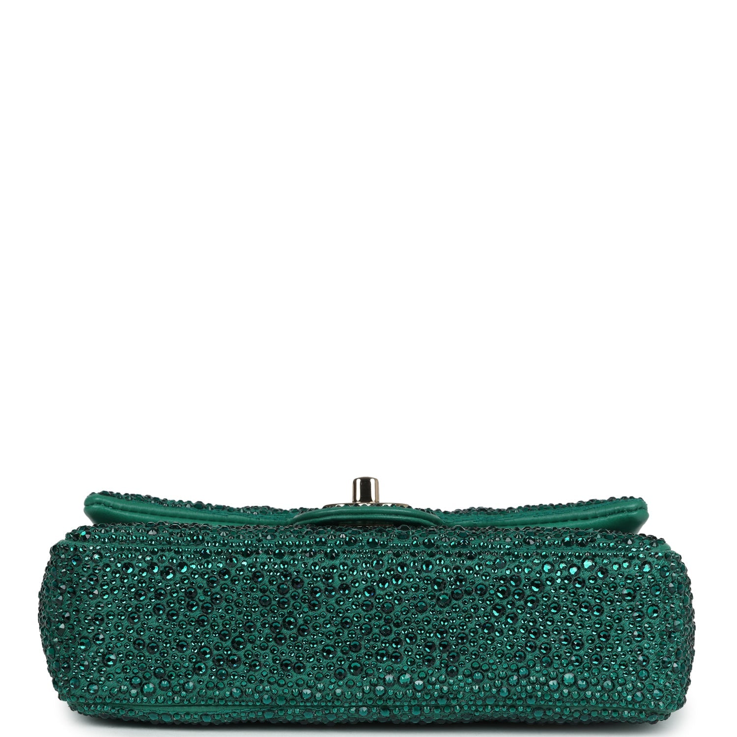 Chanel Mini Flap Bag Green Swarovski Crystal and Green Lambskin Silver Hardware