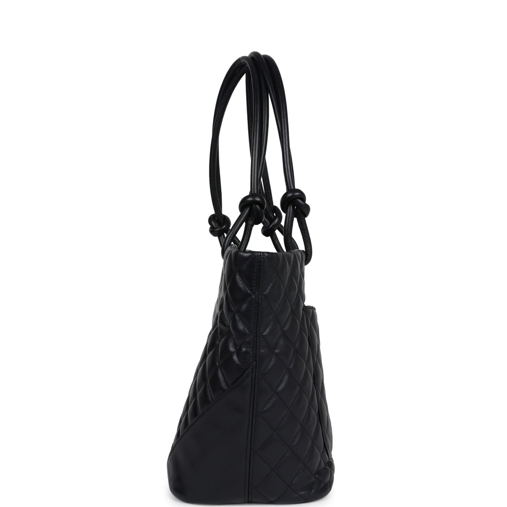 Pre-owned Chanel Large Cambon Ligne Tote Black Calfskin Silver Hardware