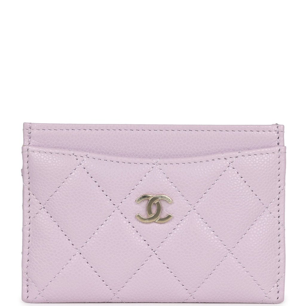 Chanel Card Holder Wallet Lilac Caviar Gold Hardware