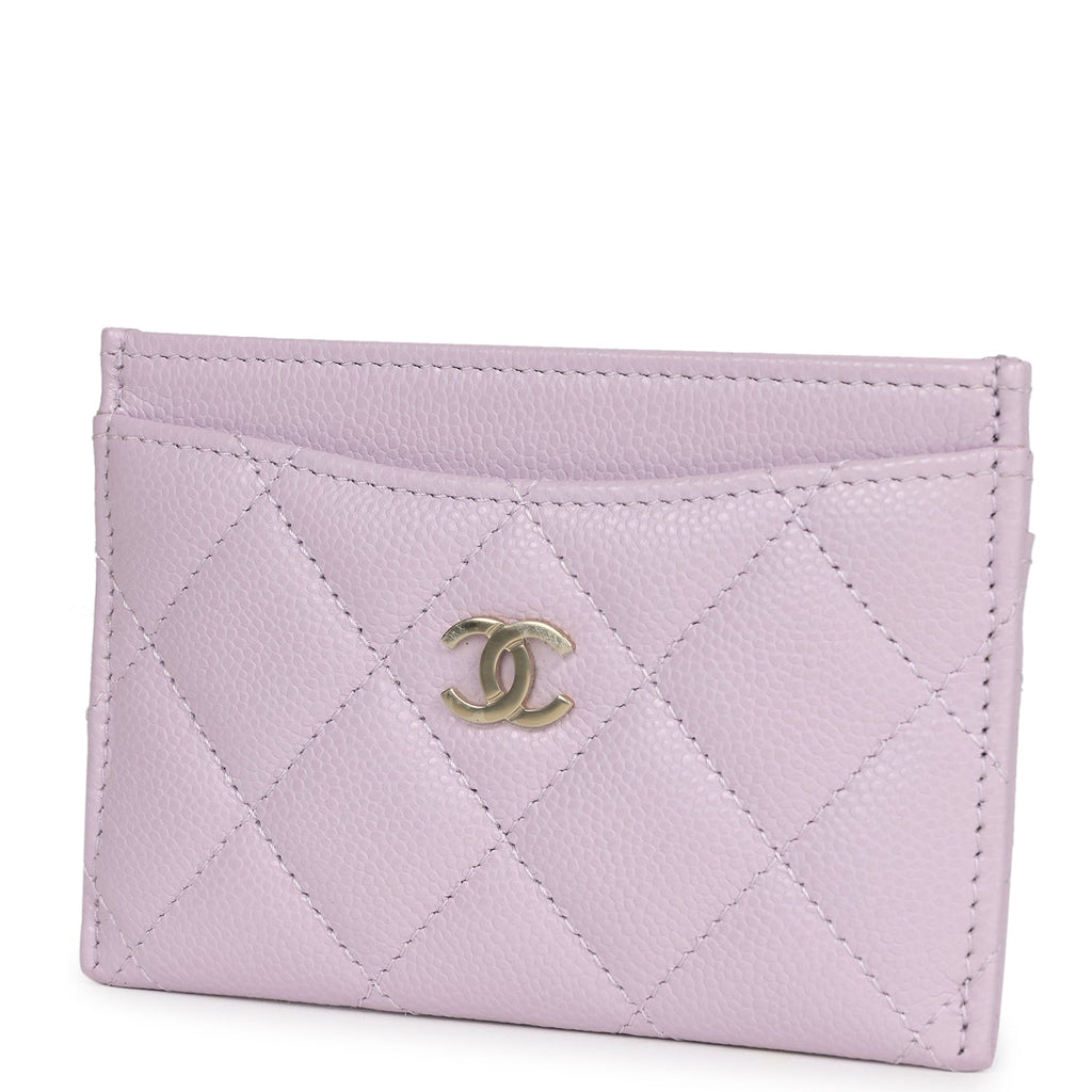 Chanel Card Holder Wallet Lilac Caviar Gold Hardware