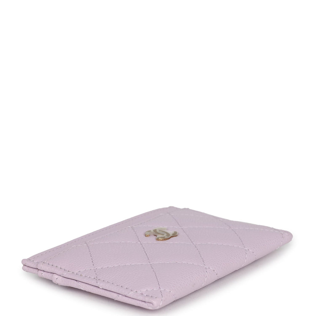 Chanel Card Holder Wallet Lilac Caviar Gold Hardware
