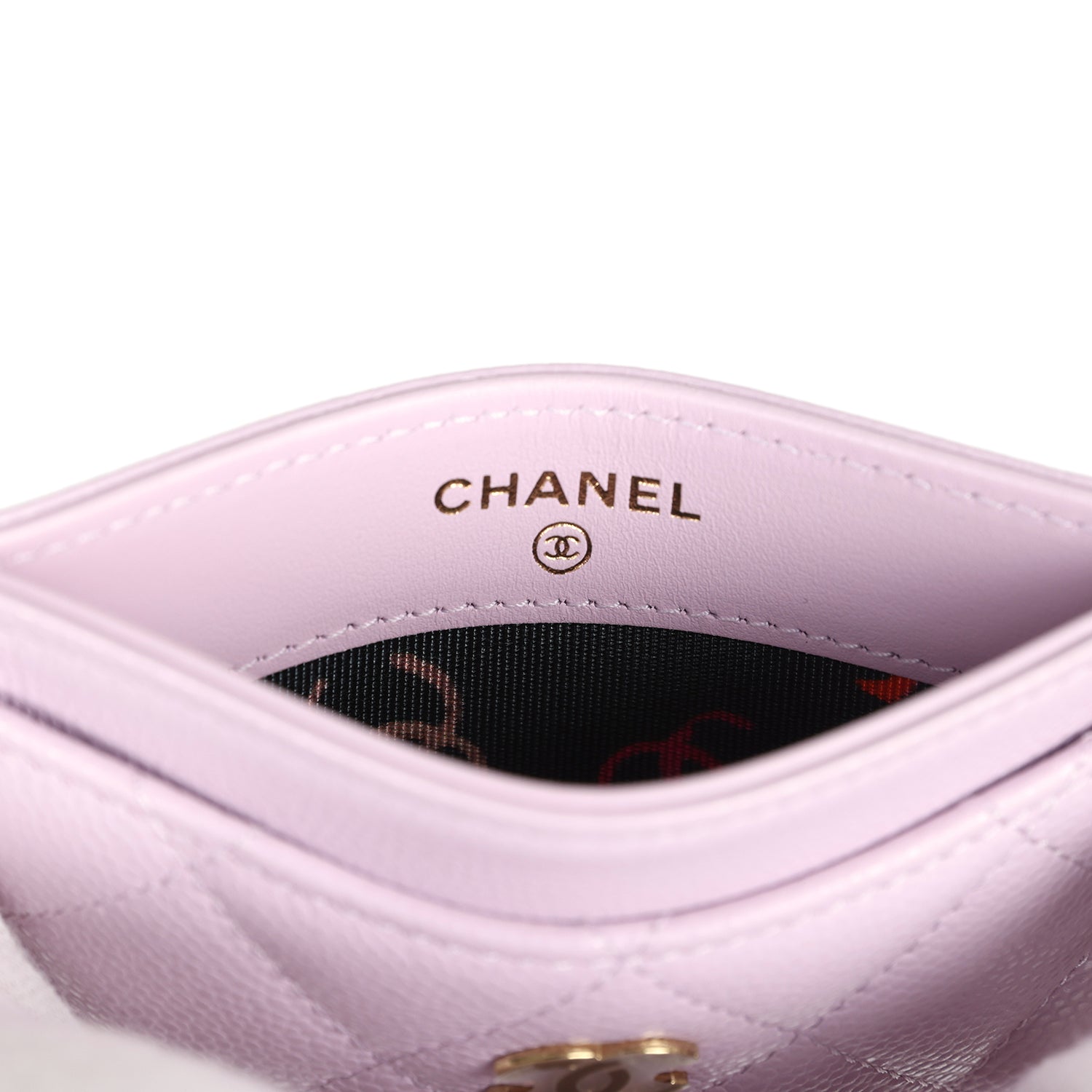 Chanel Card Holder Wallet Lilac Caviar Gold Hardware