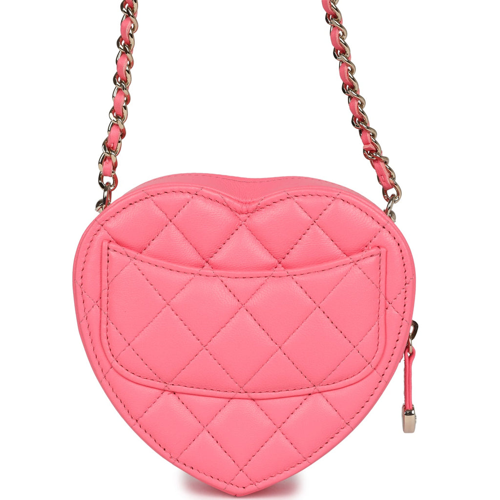 Chanel CC In Love Small Heart Bag Hot Pink Lambskin Light Gold Hardware