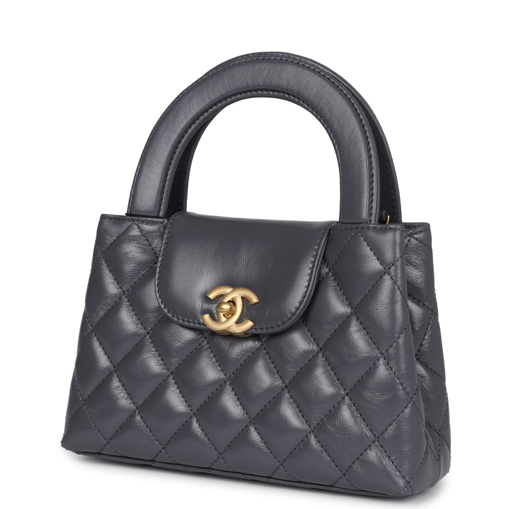 Chanel Small Kelly Shopper Dark Grey Shiny Aged Calfskin Brushed Gold Hardware