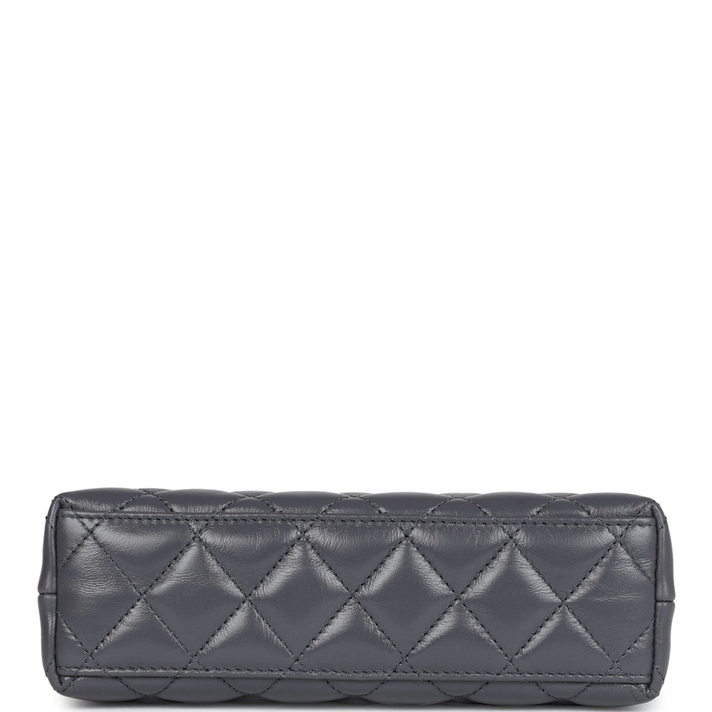 Chanel Small Kelly Shopper Dark Grey Shiny Aged Calfskin Brushed Gold Hardware