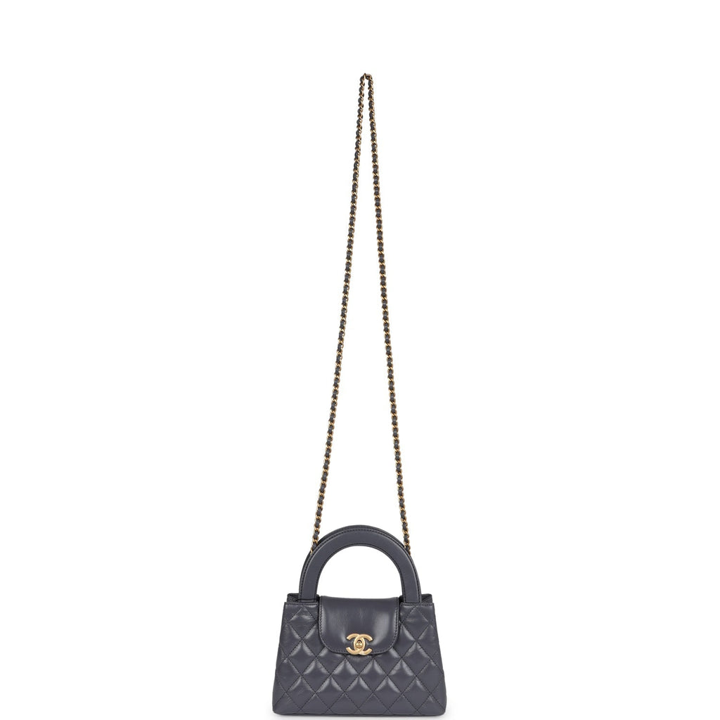 Chanel Small Kelly Shopper Dark Grey Shiny Aged Calfskin Brushed Gold Hardware