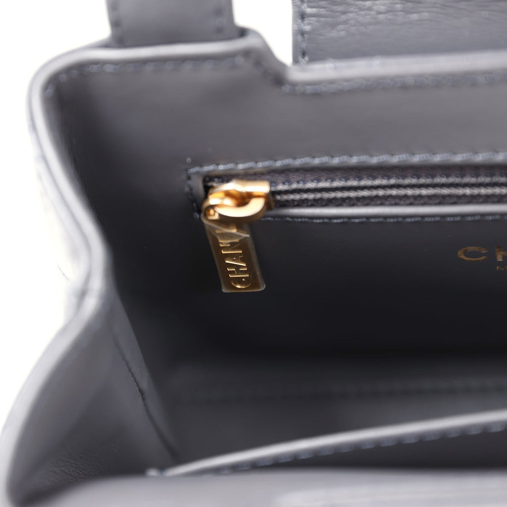 Chanel Small Kelly Shopper Dark Grey Shiny Aged Calfskin Brushed Gold Hardware
