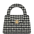 Chanel Small Kelly Shopper Black and White Houndstooth Tweed Brushed Gold Hardware