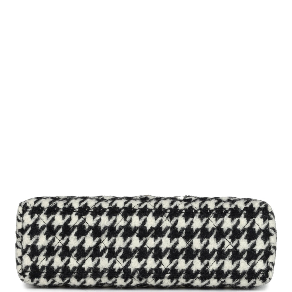 Chanel Small Kelly Shopper Black and White Houndstooth Tweed Brushed Gold Hardware