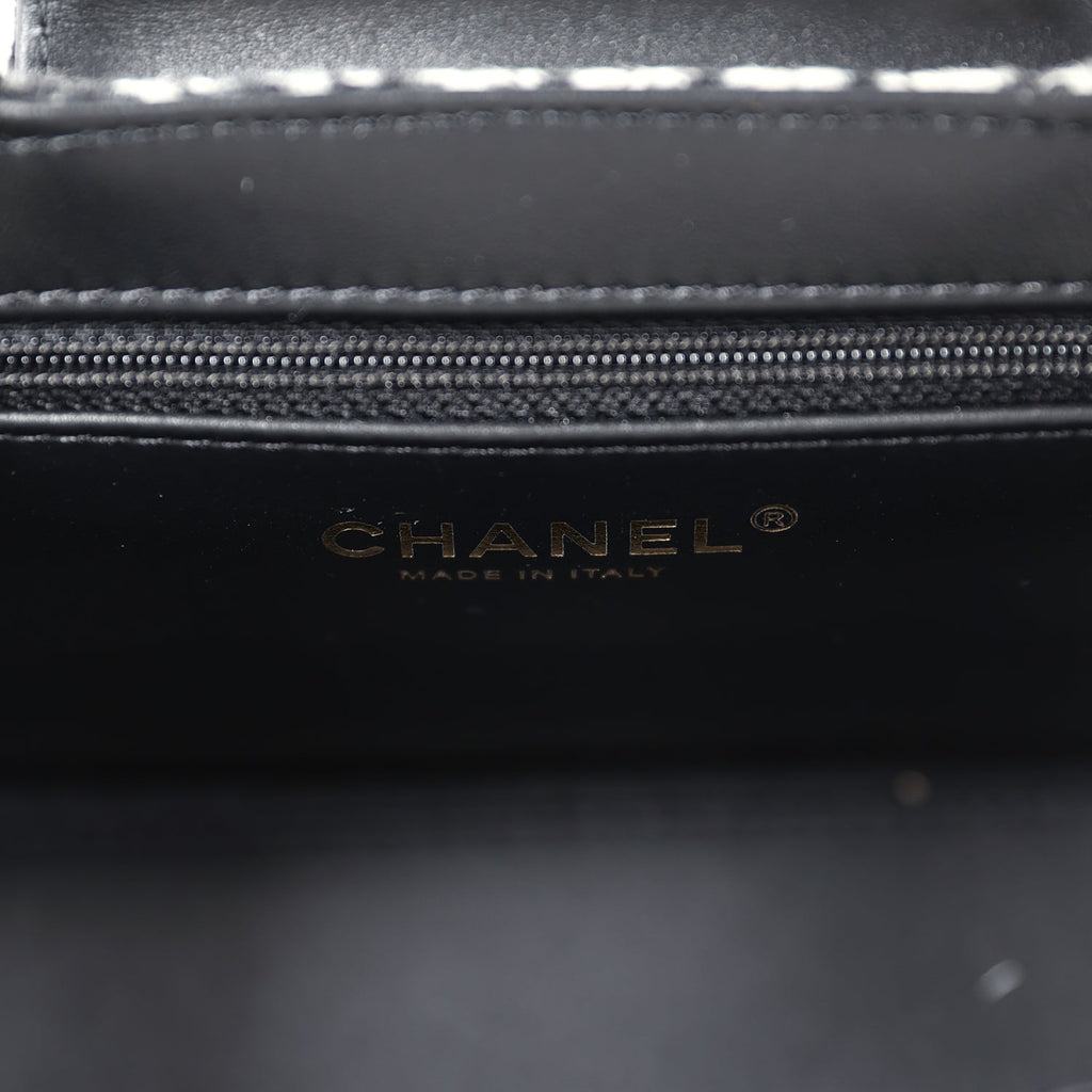 Chanel Small Kelly Shopper Black and White Houndstooth Tweed Brushed Gold Hardware