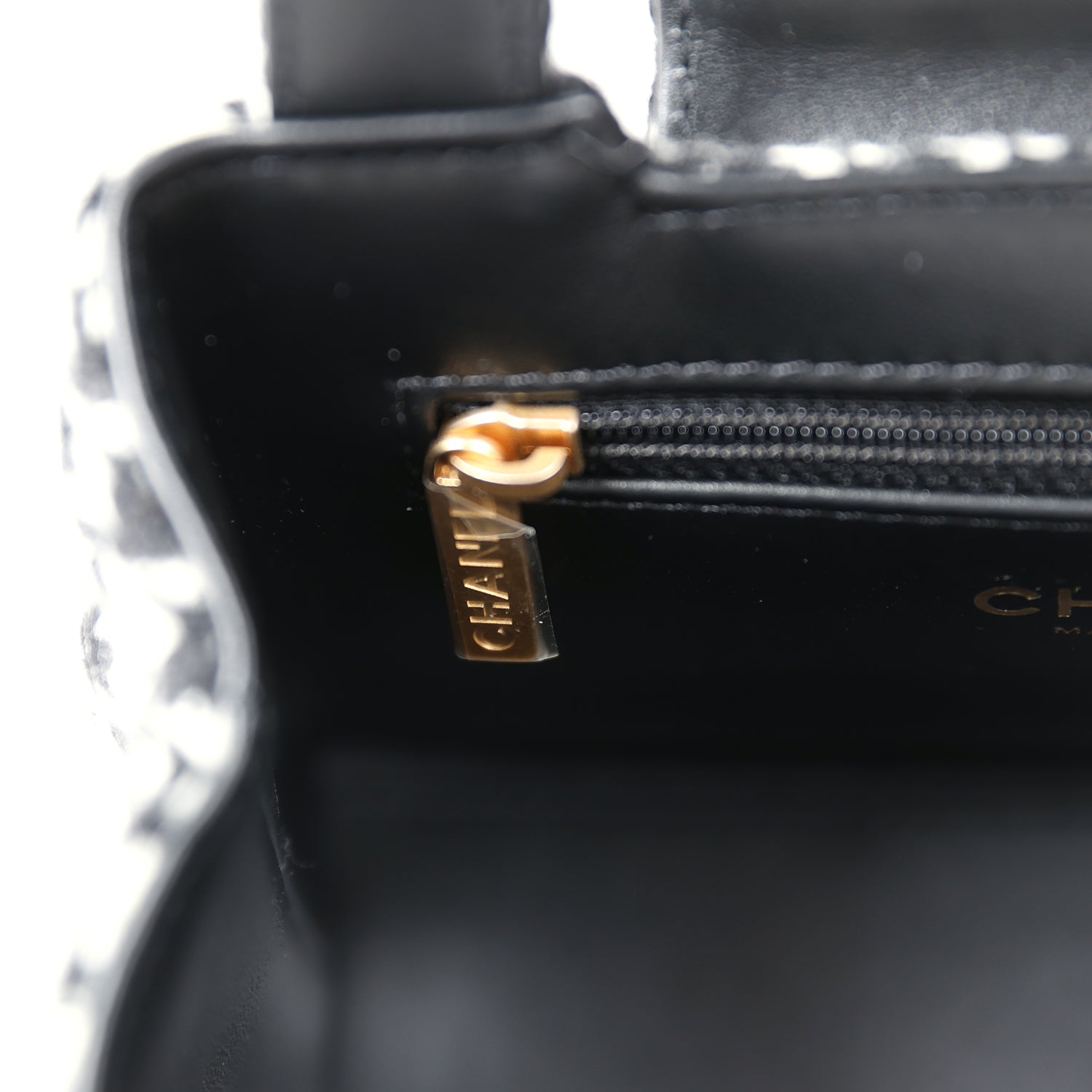 Chanel Small Kelly Shopper Black and White Houndstooth Tweed Brushed Gold Hardware