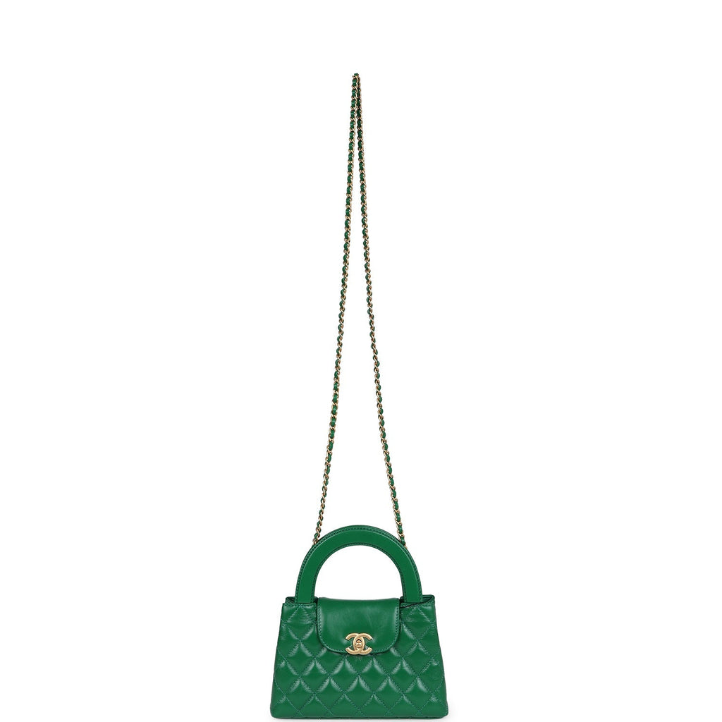 Chanel Small Kelly Shopper Dark Green Shiny Aged Calfskin Brushed Gold Hardware
