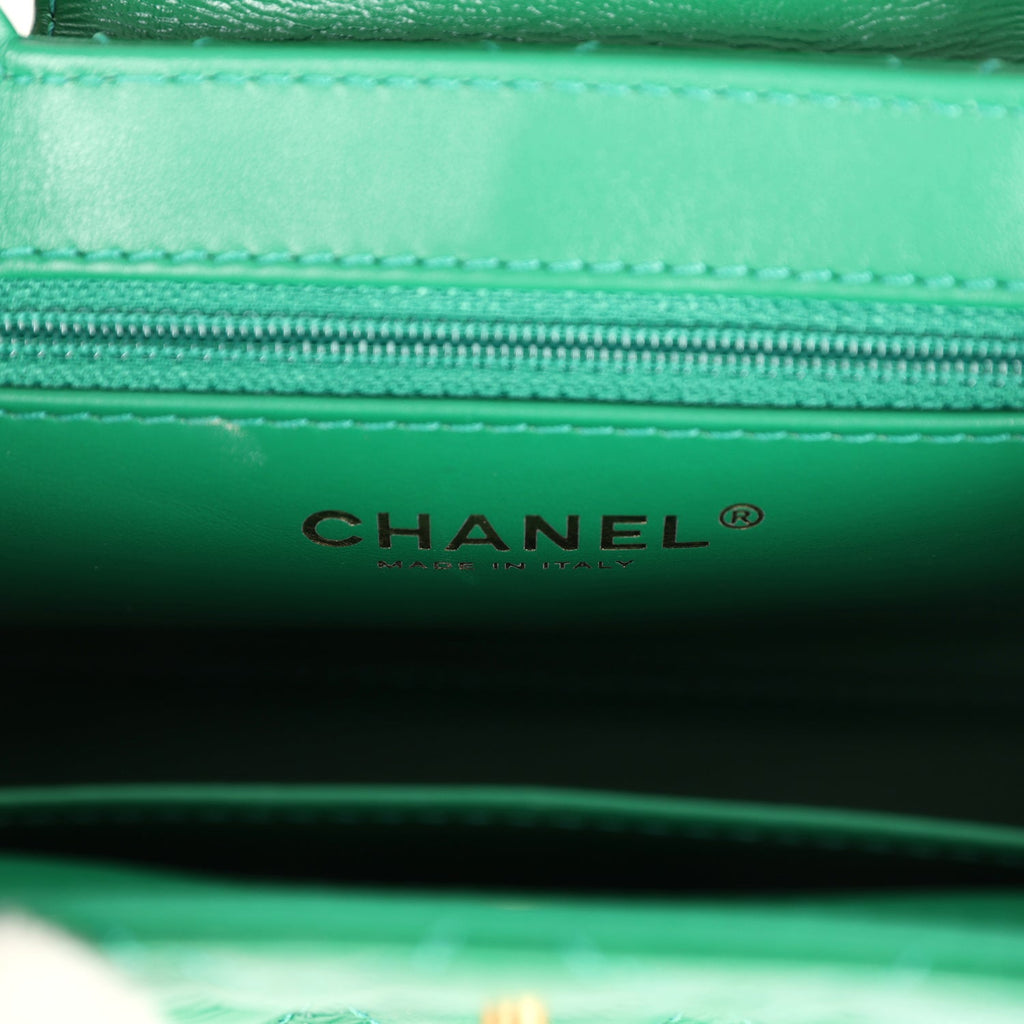 Chanel Small Kelly Shopper Dark Green Shiny Aged Calfskin Brushed Gold Hardware