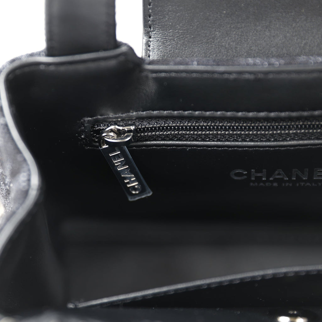 Chanel Small Kelly Shopper Dark Grey and Black Plaid Canvas Ruthenium Hardware