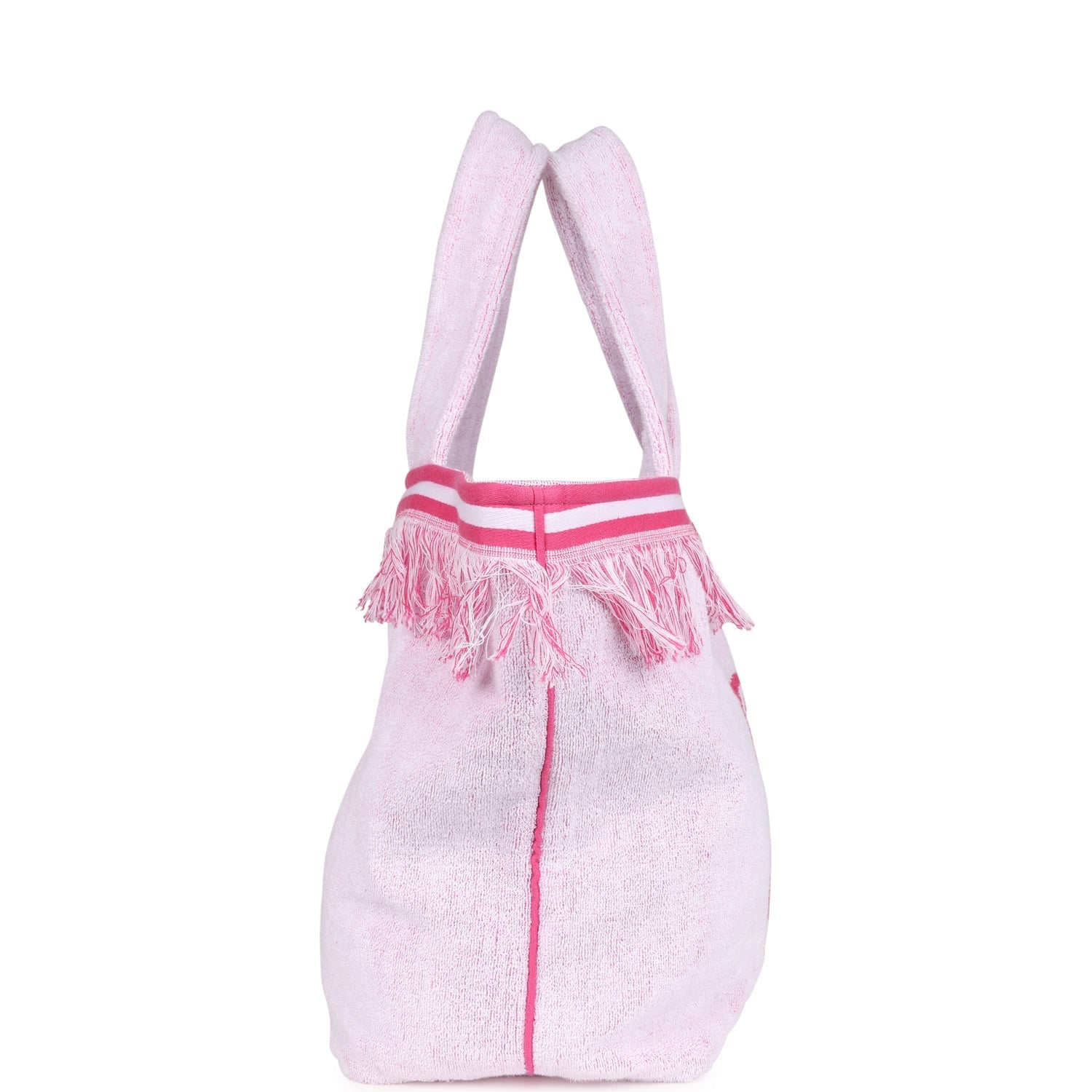 Chanel CC Beach Tote Bag & Towel Set Pink & White Canvas & Terry
