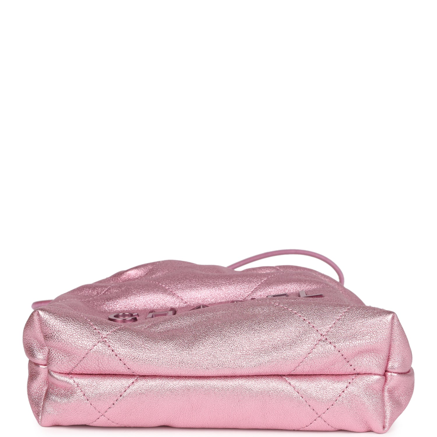 Chanel Mini 22 Bag Pink Metallic Lambskin Lacquered Metal Hardware