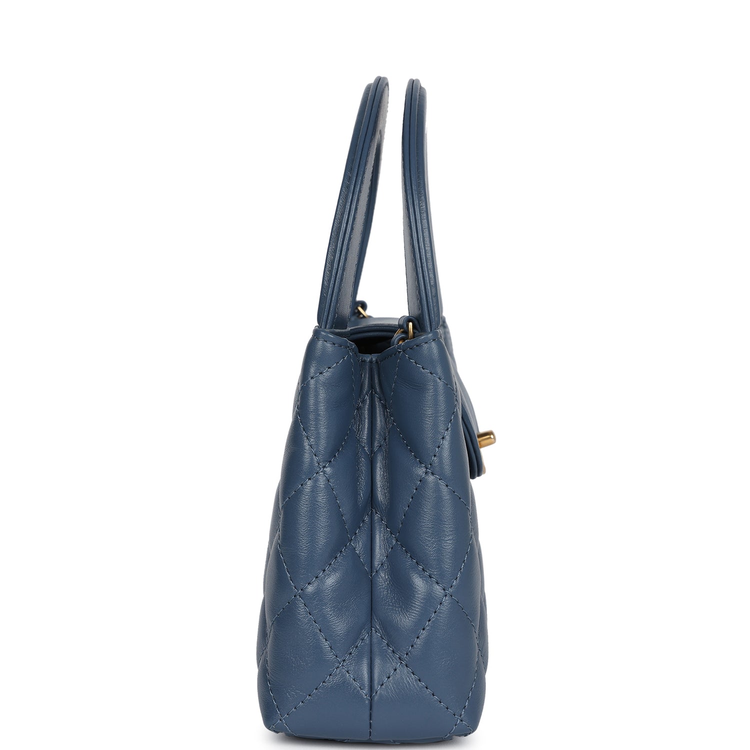 Chanel Small Kelly Shopper Blue Shiny Aged Calfskin Brushed Gold Hardware