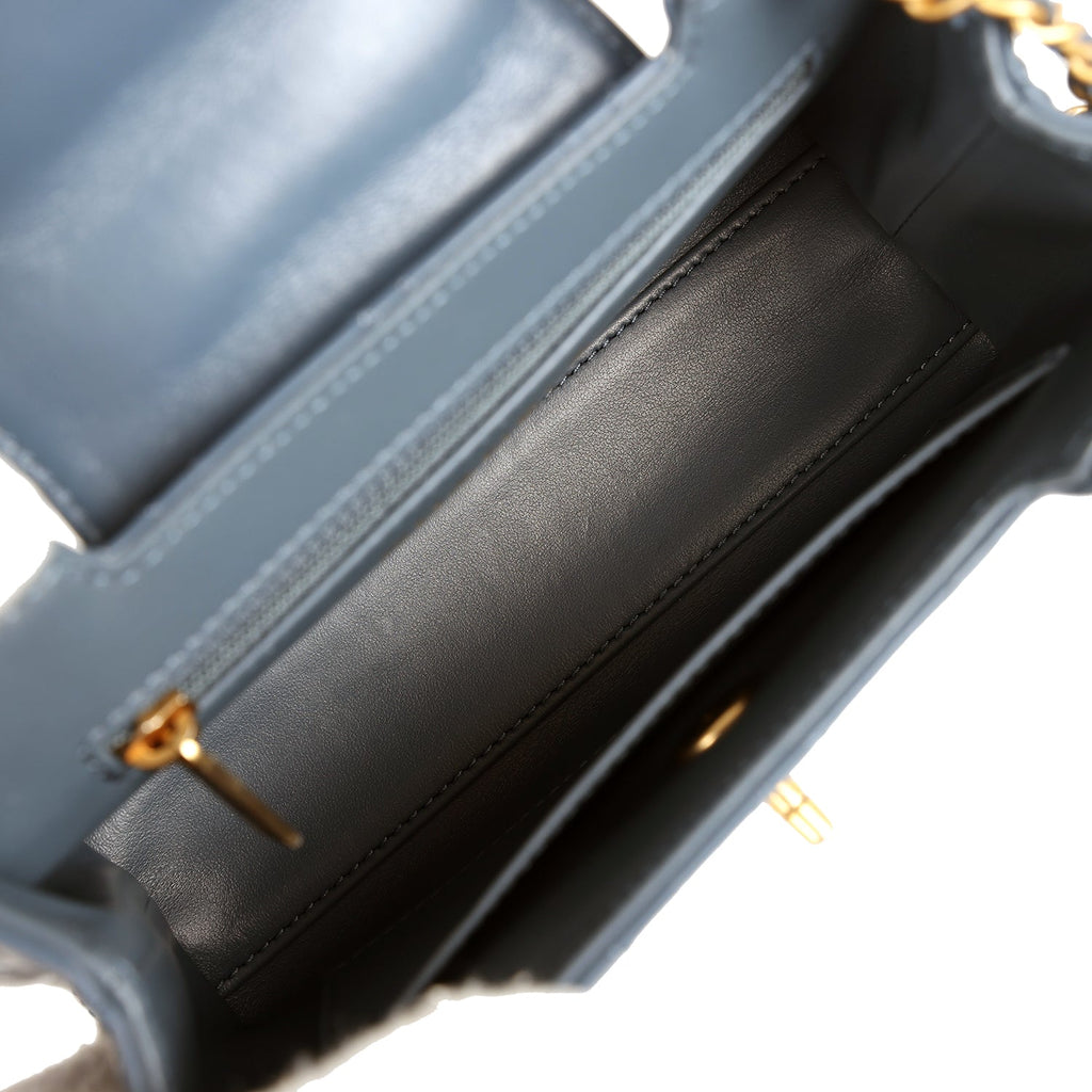 Chanel Small Kelly Shopper Blue Shiny Aged Calfskin Brushed Gold Hardware