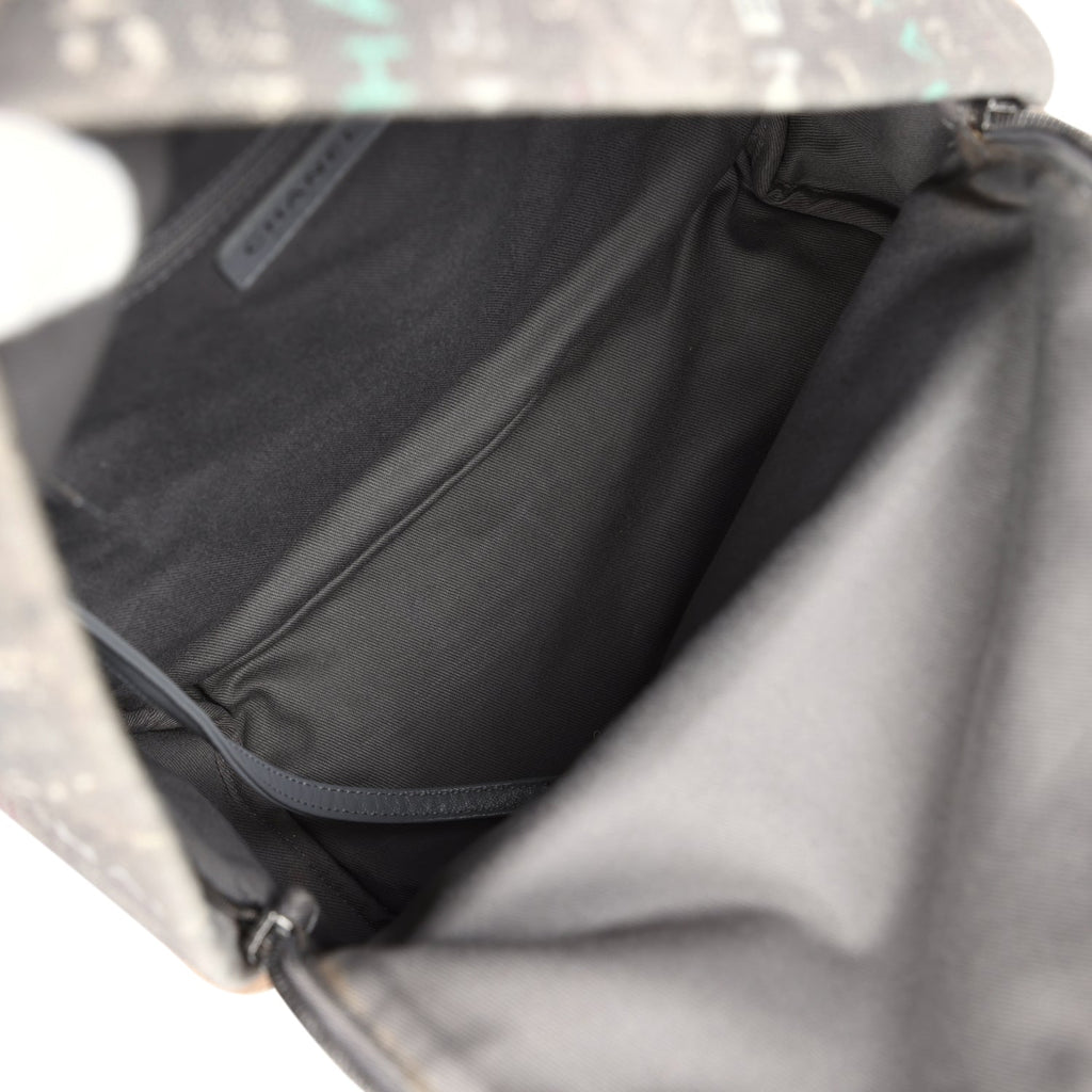 Chanel Graffiti Backpack Grey Multicolored Canvas Silver Hardware