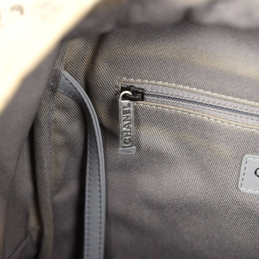 Pre-owned Chanel Graffiti Backpack Beige Multicolored Canvas Silver Hardware