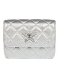 Chanel Crystal CC Walk Of Fame Clutch on Chain Silver Metallic Goatskin Silver Hardware